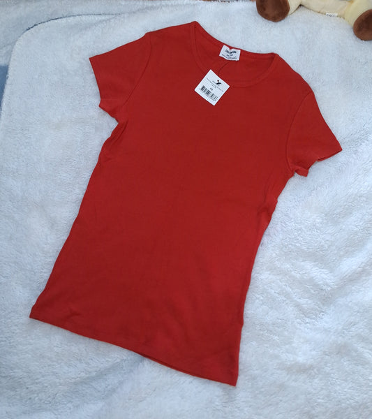 Cotton On The One Organic Rib Crew Short Sleeve Tee  Colour: Red