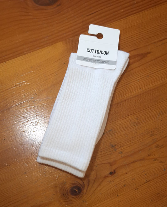 Cotton On One Size Club House Crew Sock's Colour: Solid White